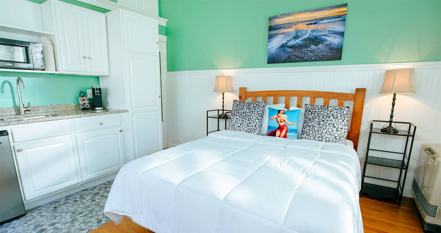 Christopher queen size bed at Provincetown Hotel, MA