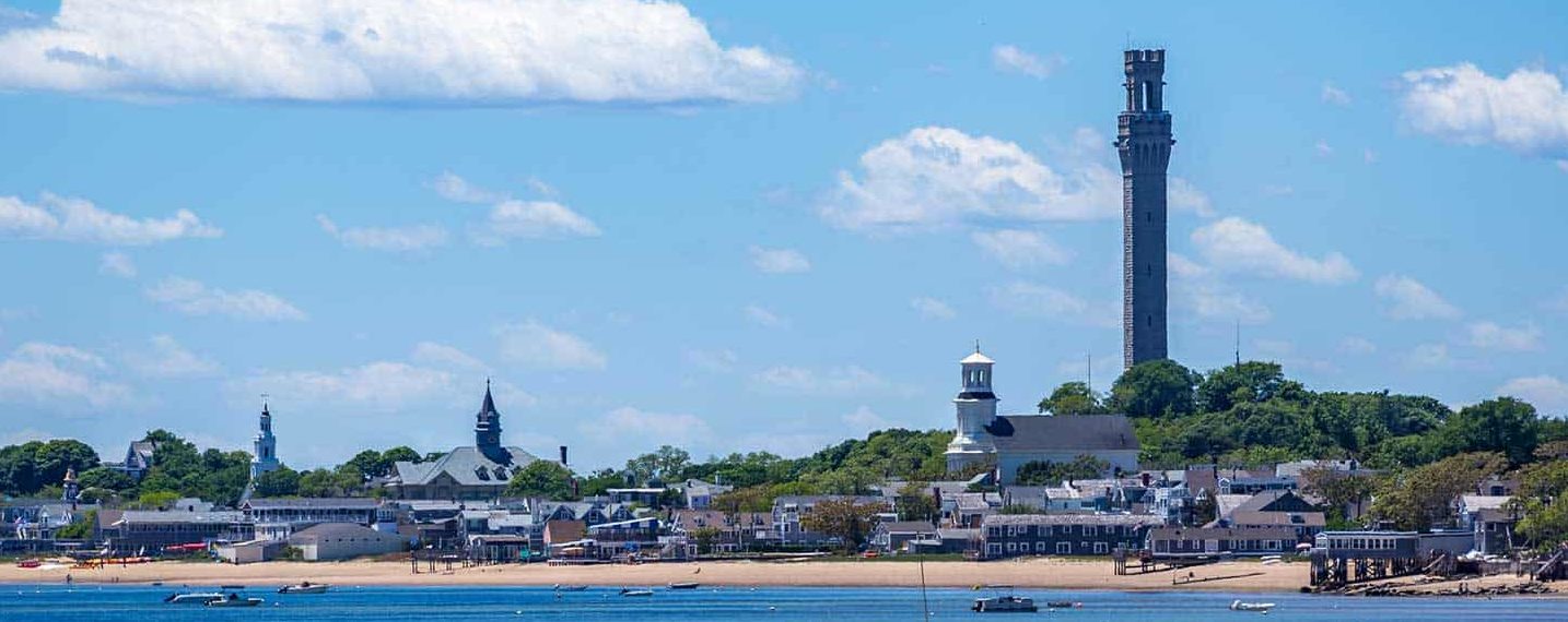 A view of Provincetown from across the harbor at the tip of Cape Cod