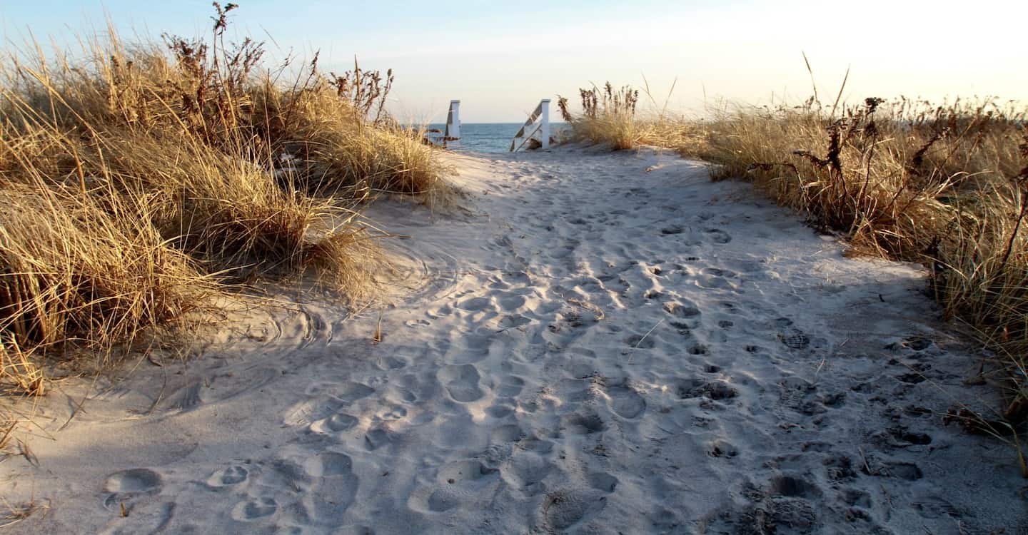Ocean dune with footprints