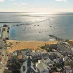 A beautiful overview of Provincetown showing the town and the beach