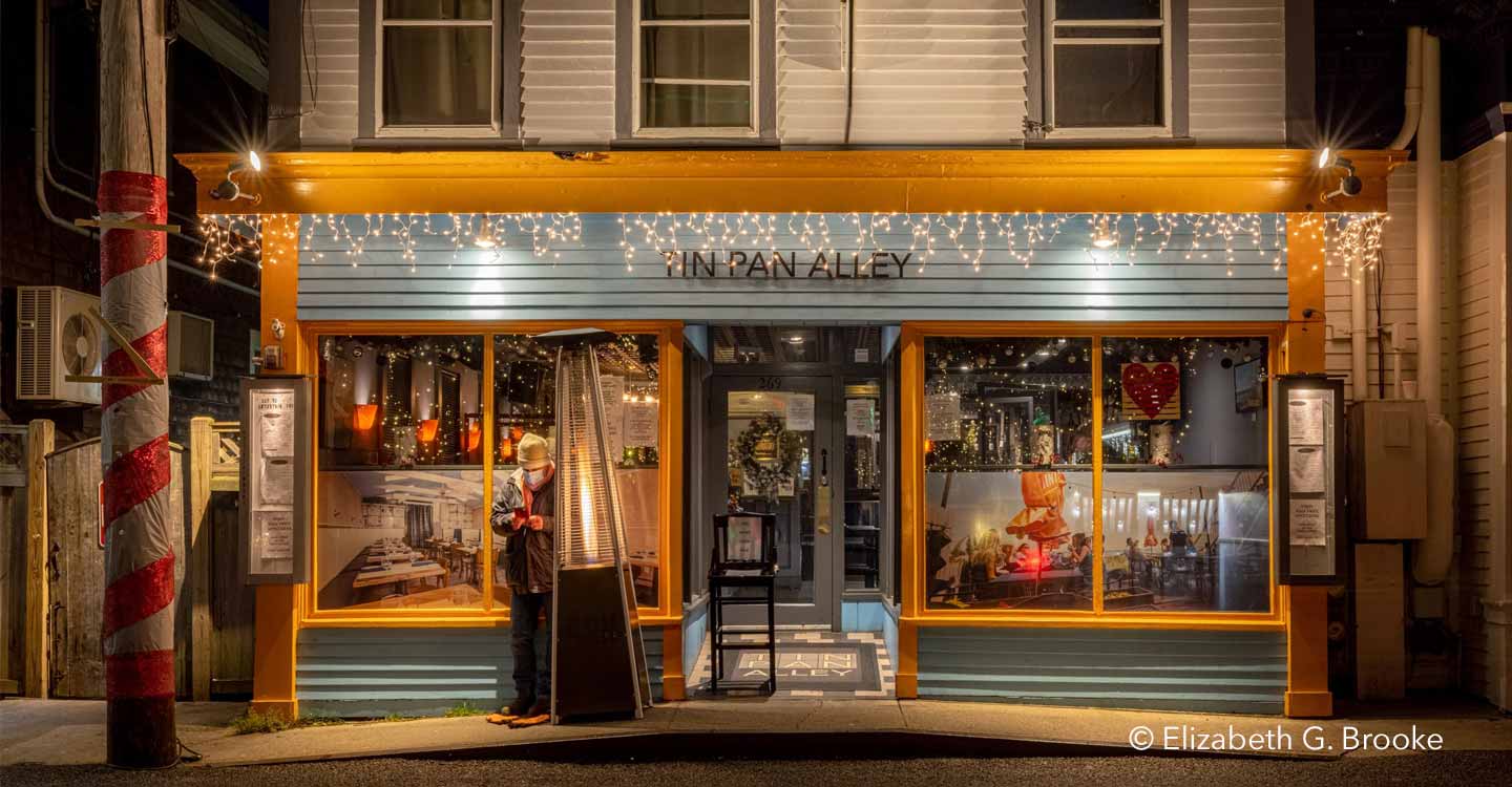 Tin Pan Alley in Provincetown in the evening light. Copyright Elizabeth G. Brooke.