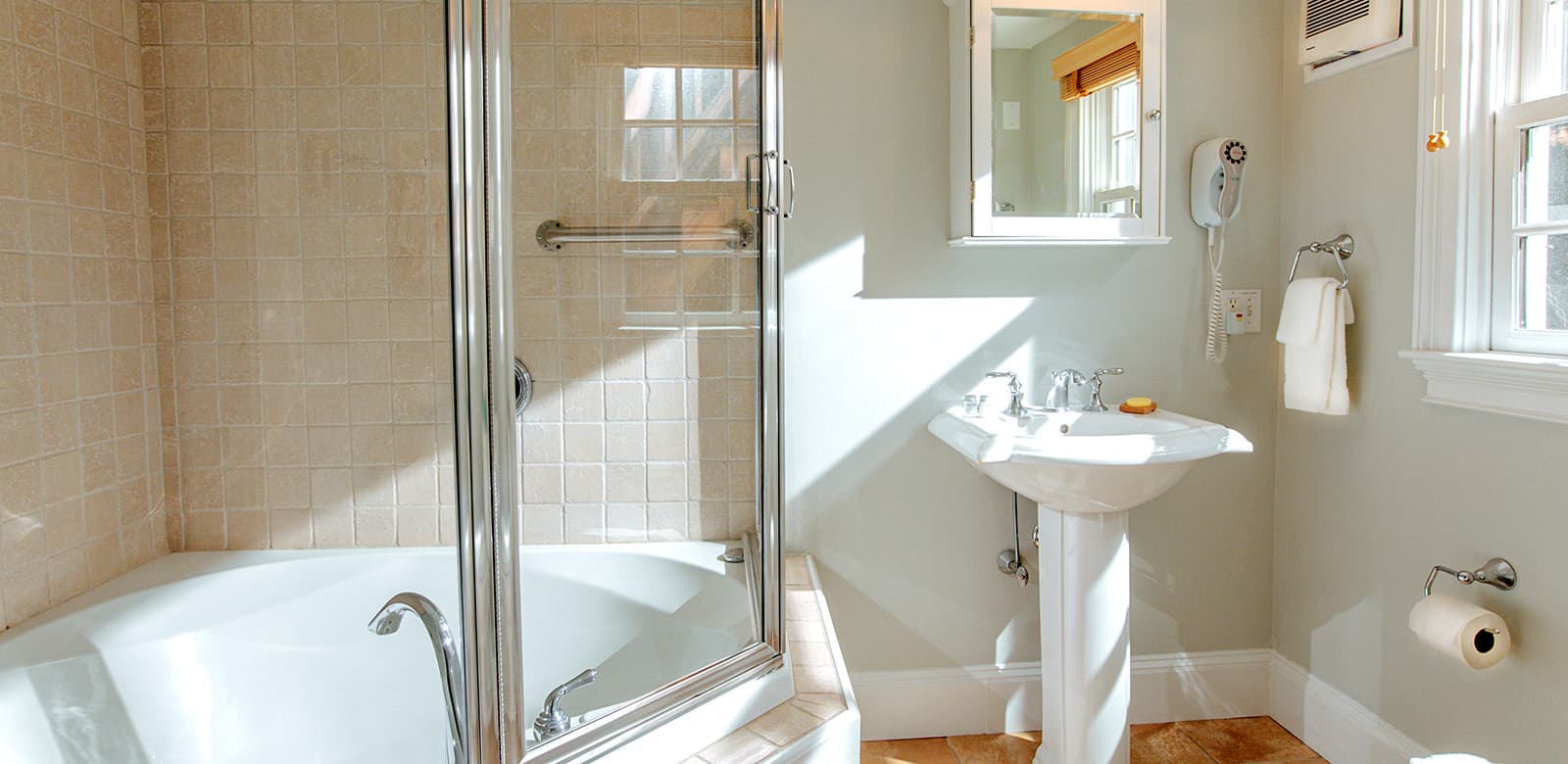Bathroom in our hotel with jetted air tub at Olivia room