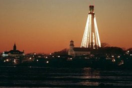 Lights draped over Pilgrim Monument